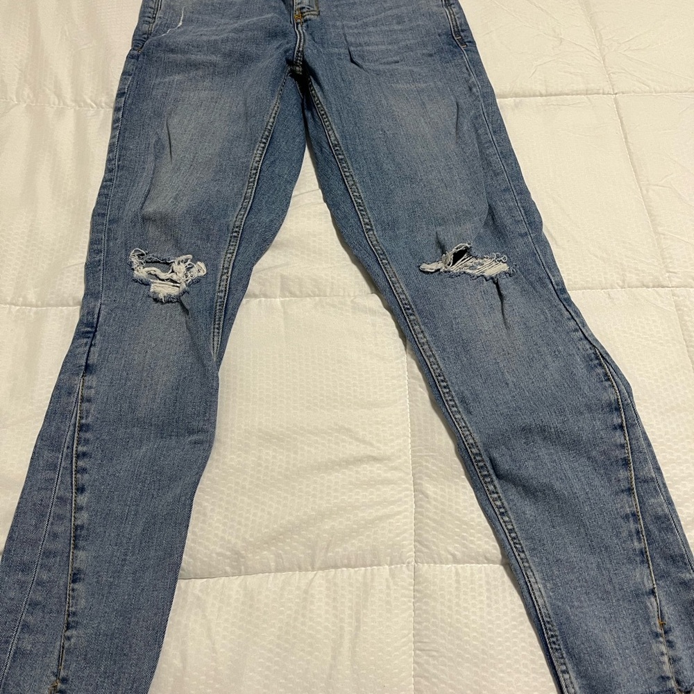 Zara Blue Ripped Skinny Jeans